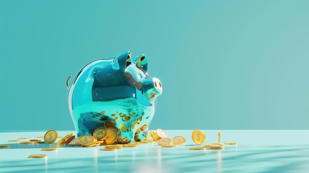 Photo a piggy bank with coins