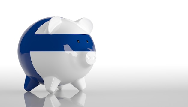 Photo piggy bank with finland flag. 3d rendering