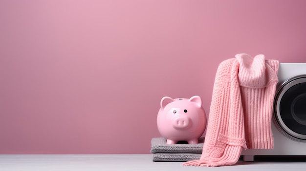 piggy bank with a scarf on a white background