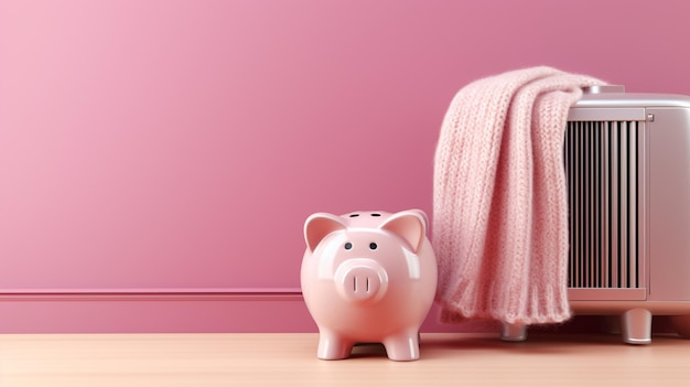 piggy bank with a scarf on a white background