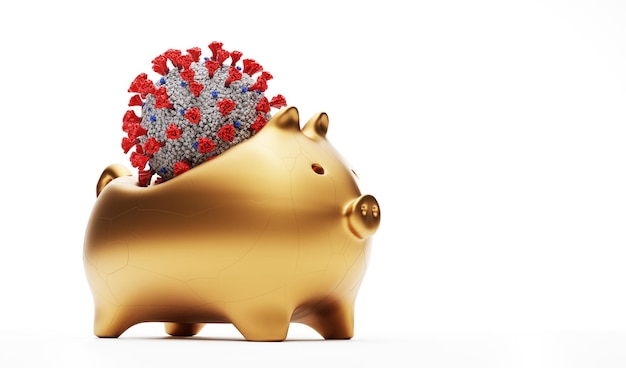 Piggybank crushed by coronavirus Covid19 Financial and savings crisis