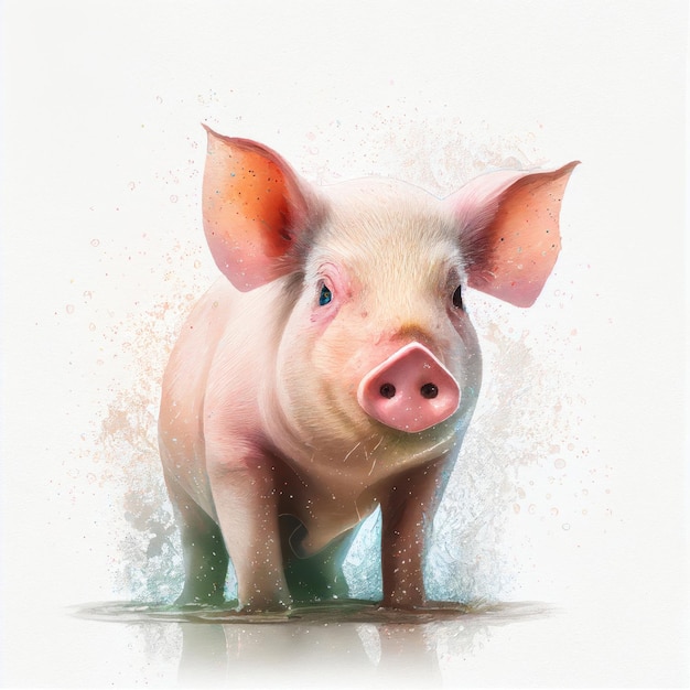 Piglet in watercolor style by Generative AI