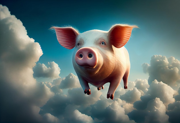 Pigs fly in the sky Generate Ai