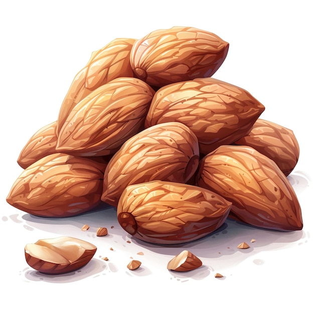 a pile of almonds with a pile of nuts on it