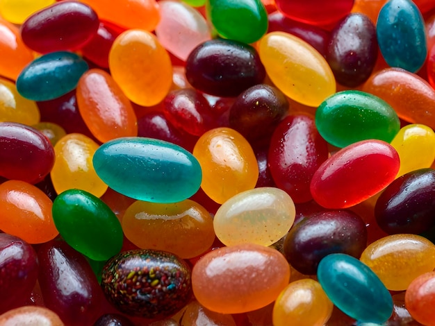 a pile of assorted jelly beans highlighting their diverse colors and sugary surface