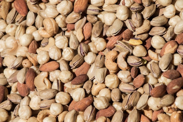 Pile of assorted nuts and seeds on display