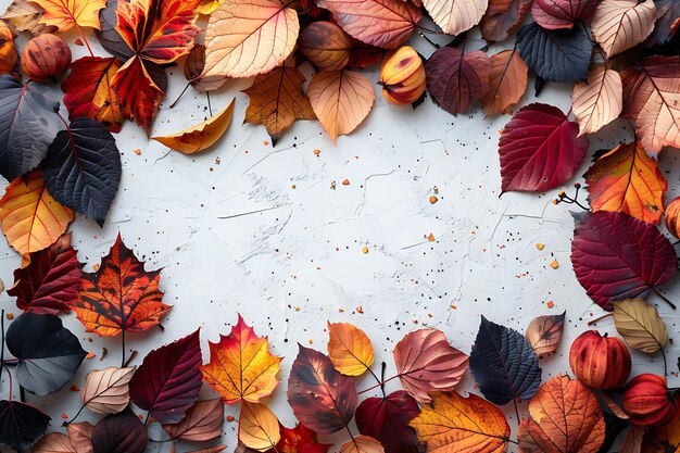 Photo a pile of autumn leaves with a white background