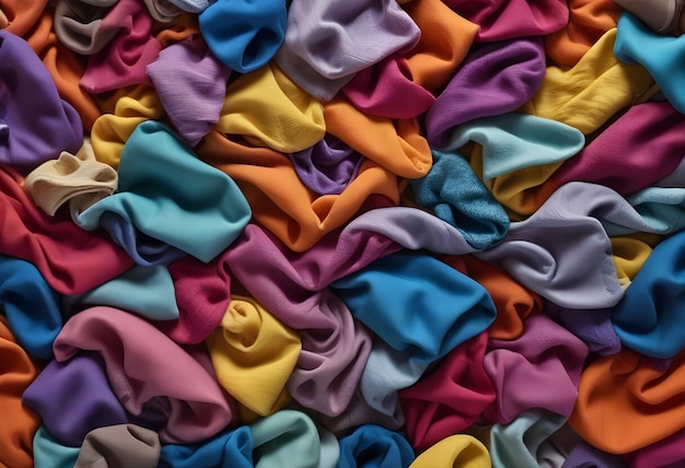 Pile of beautiful and colorful cloths