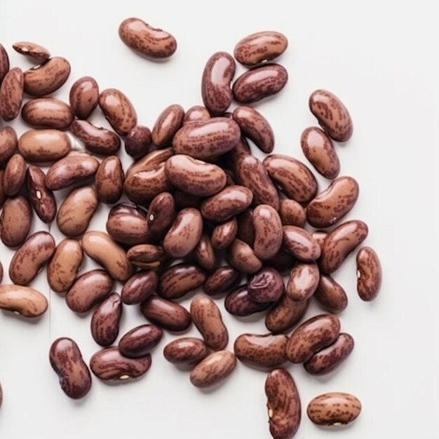 A pile of black beans on a white background