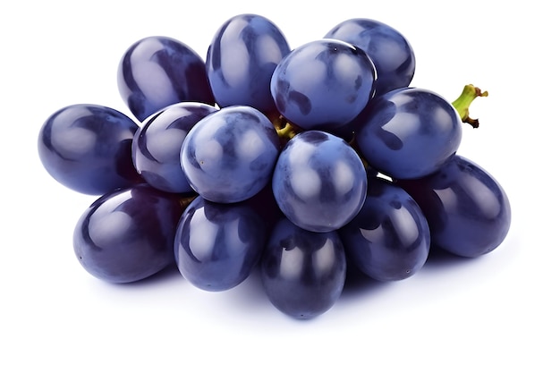 Pile of black grapes isolated on white background