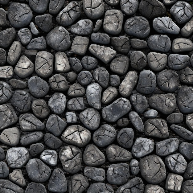 Pile of black pebbles as a background texture composition