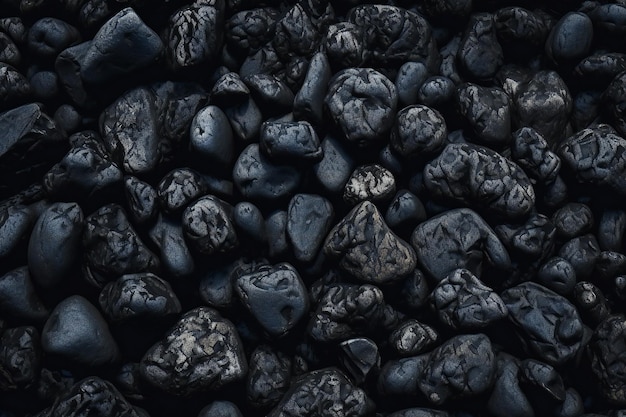 Pile of black pebbles Black pebbles background