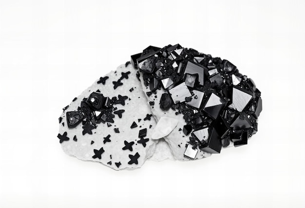 Photo a pile of black and white cubes with black stars on it