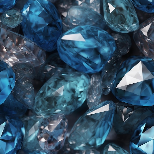 A pile of blue gemstones with the word blue on it