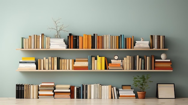 pile of books on minimalistic background or stock of books for world book day background