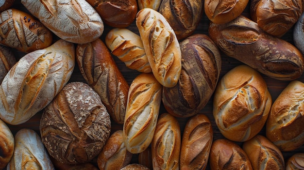 a pile of breads with the name  the bread  on the bottom