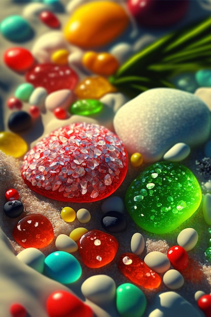 Pile of candy sitting on top of a table generative ai