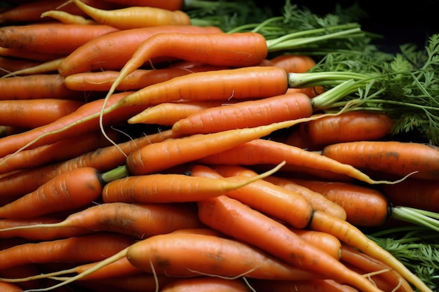 A pile of carrots sitting next to each other generative AI