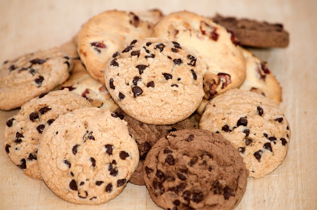 Pile of chocolate chip cookies