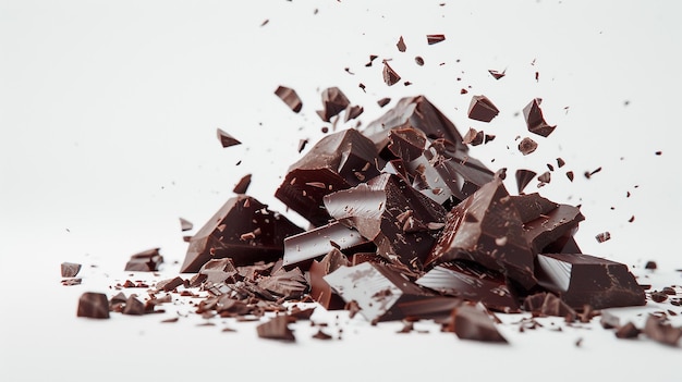 a pile of chocolate with a pile of broken pieces