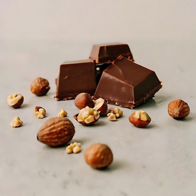 Photo a pile of chocolates and nuts are on a table