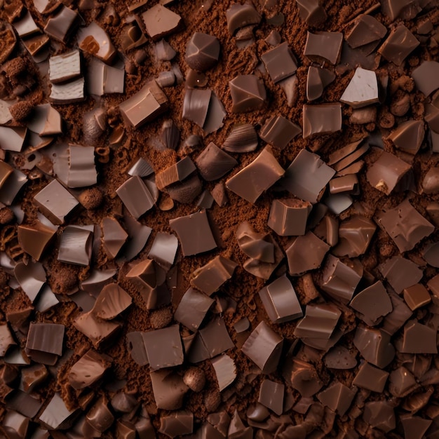 Pile chopped milled chocolate isolated on white top view