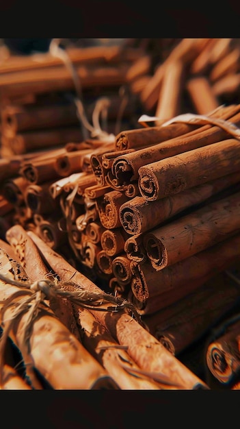 a pile of cinnamon sticks with a pile of cinnamon sticks