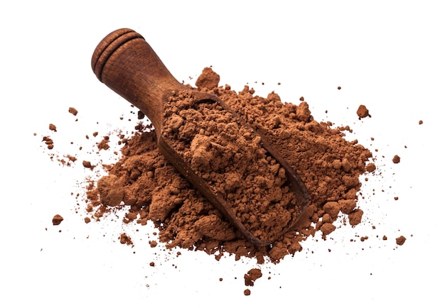 Pile of cocoa powder isolated on white 