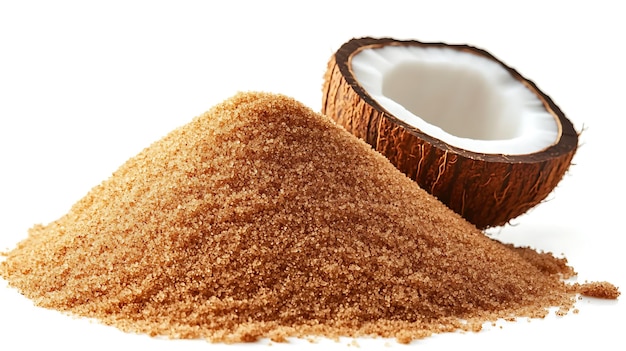 Photo pile of coconut palm sugar isolated on white