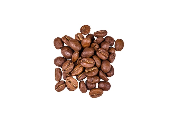 Pile of the coffee beans isolated on a white background