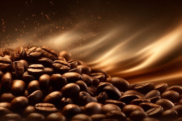 A pile of coffee beans with the word coffee on it