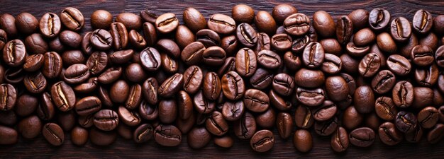 A Pile of Coffee Beans on a Wooden Table