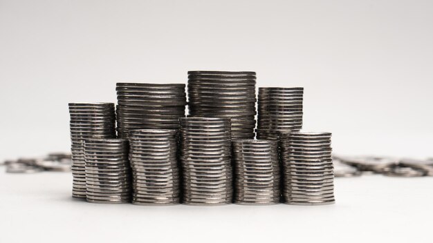 Pile of coins isolated on a white background