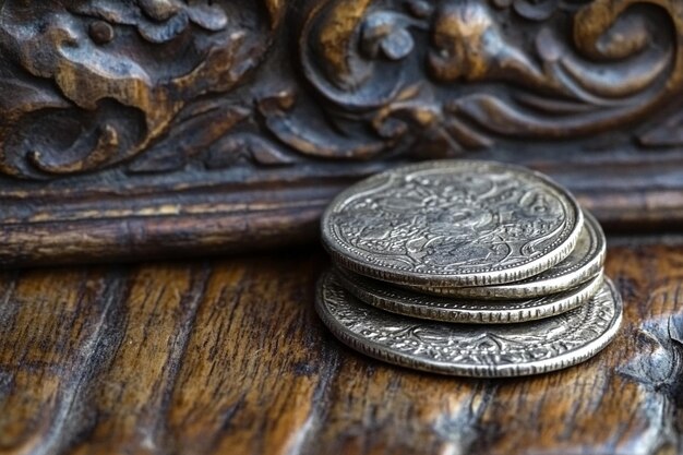 a pile of coins with the word quot christ quot on the top