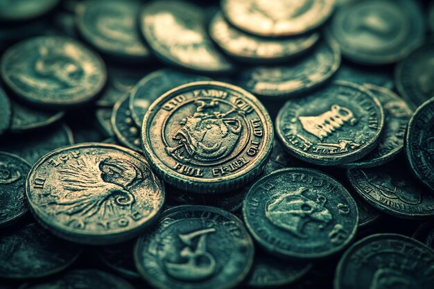 a pile of coins with the word quot christ quot on the top