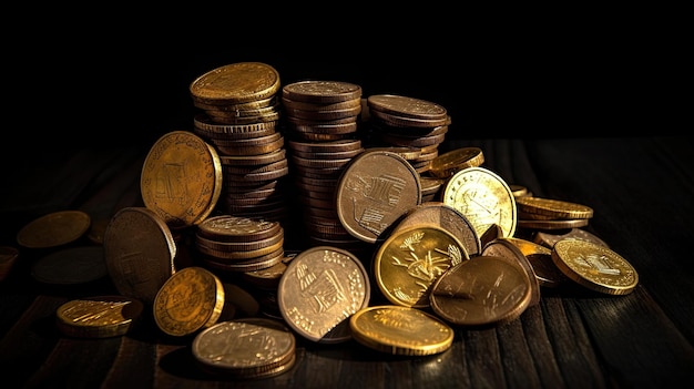 A pile of coins with the word euro on it