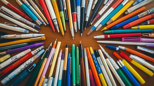 Photo a pile of colored pencils are on a table