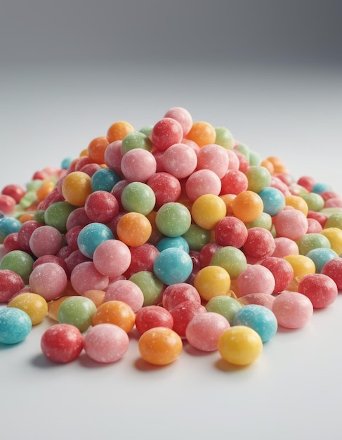 a pile of colorful candy with a pile of candy on top of it