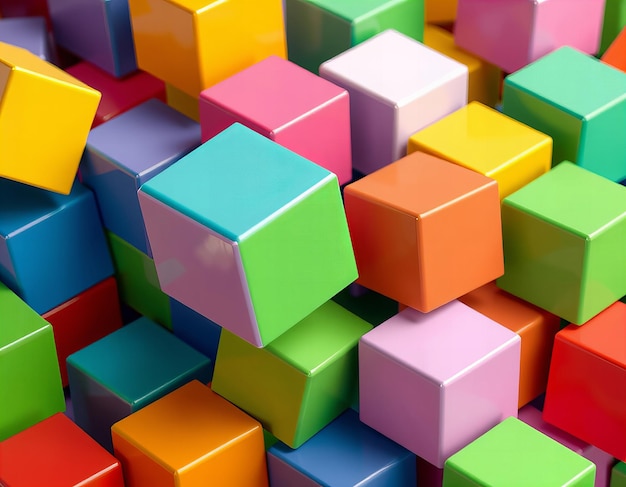 a pile of colorful cubes with one that says  colorful