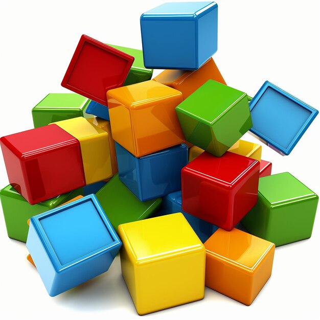 a pile of colorful cubes with one that says  colorful