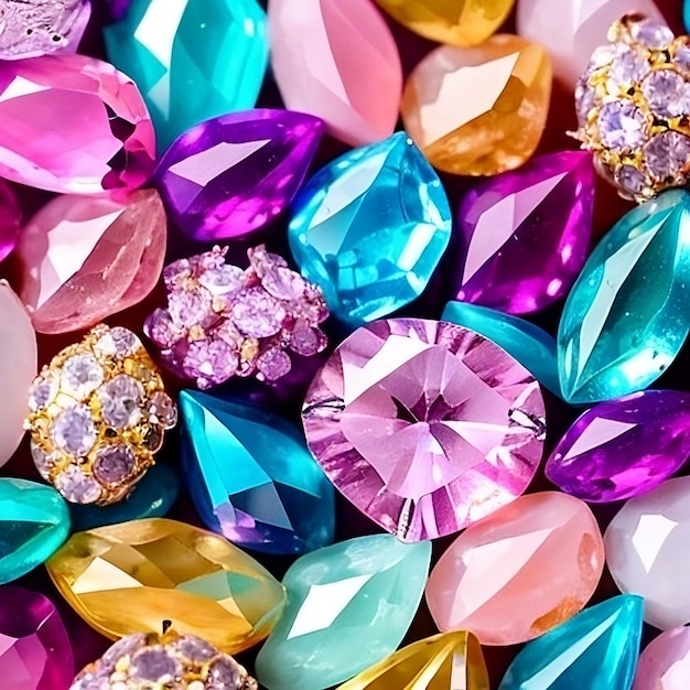 a pile of colorful gems