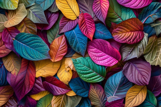 Pile of colorful leaves Background of colored leaves Generative AI