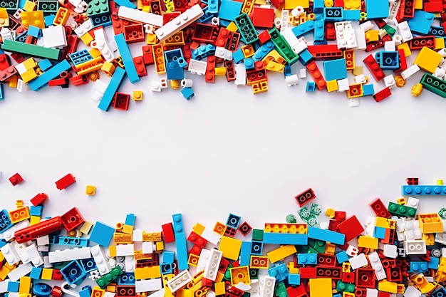 Photo a pile of colorful lego blocks scattered all over the place the lego bricks of different shapes