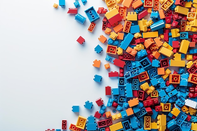 a pile of colorful legos with the letters l on the bottom