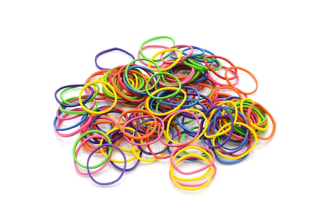 Pile of colorful rubber bands isolated