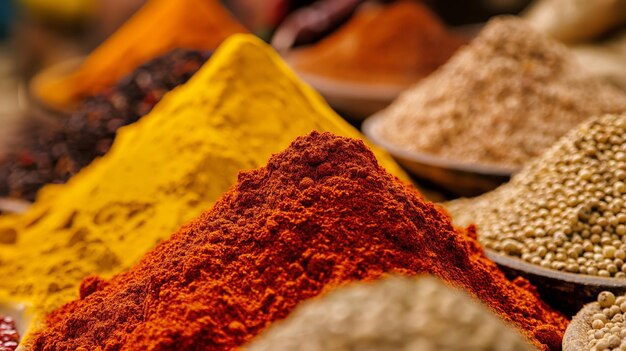 pile of colorful spices arranged