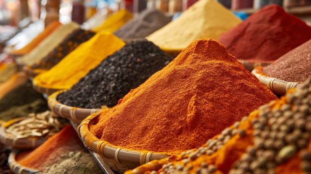 pile of colorful spices arranged