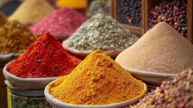 Photo pile of colorful spices arranged