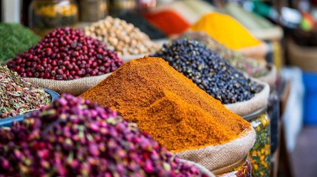 pile of colorful spices arranged