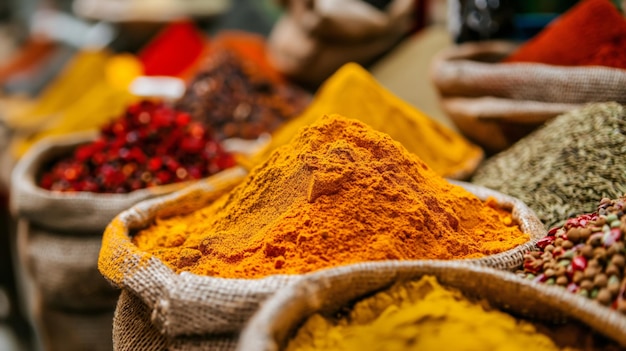 pile of colorful spices arranged